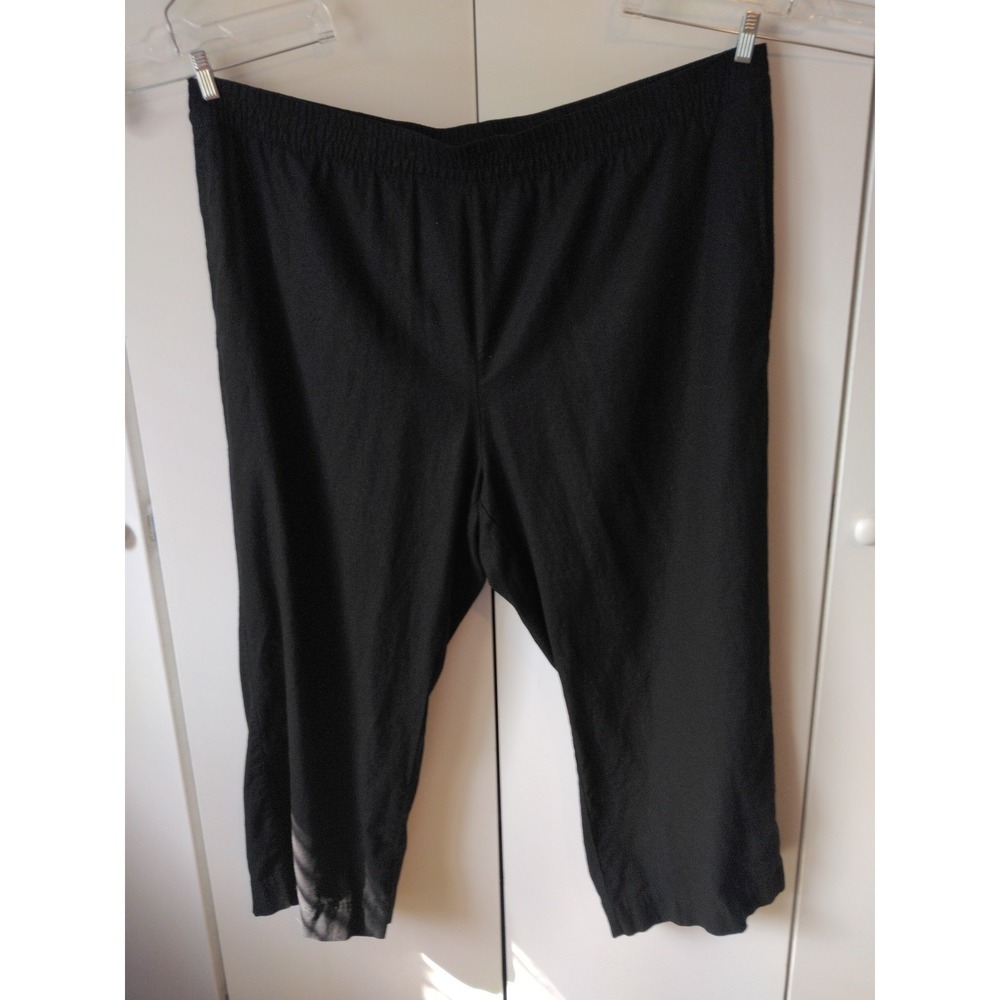 Old Navy Womens Linen Blend Wide Leg High Rise Cropped Pants Size 4x Black